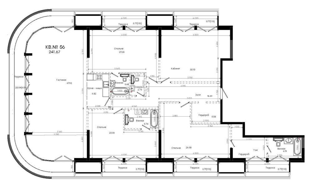 4-комнатная 241 м2 в ЖК Яналиф корпус null этаж 6