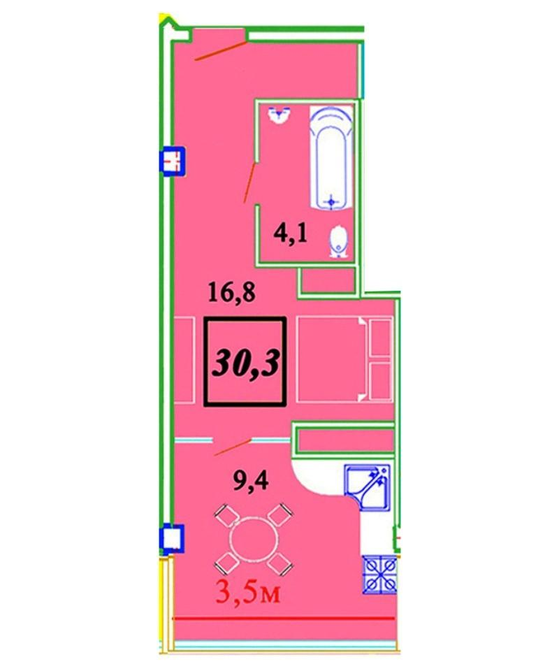 1-комнатная 32 м2 в ЖК undefined корпус null этаж 3