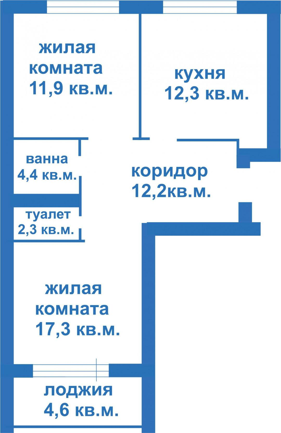 2-комнатная 60.4 м2 в ЖК undefined корпус null этаж 7