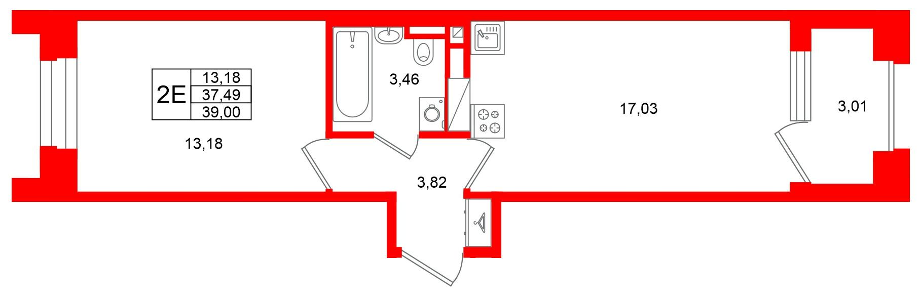 1-комнатная 37 м2 в ЖК Аристократ корпус null этаж 3