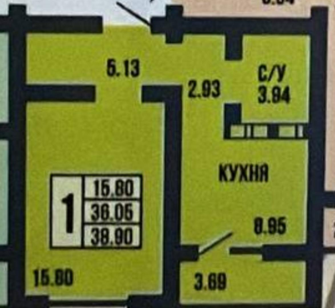 1-комнатная 38.9 м2 в ЖК undefined корпус null этаж 5