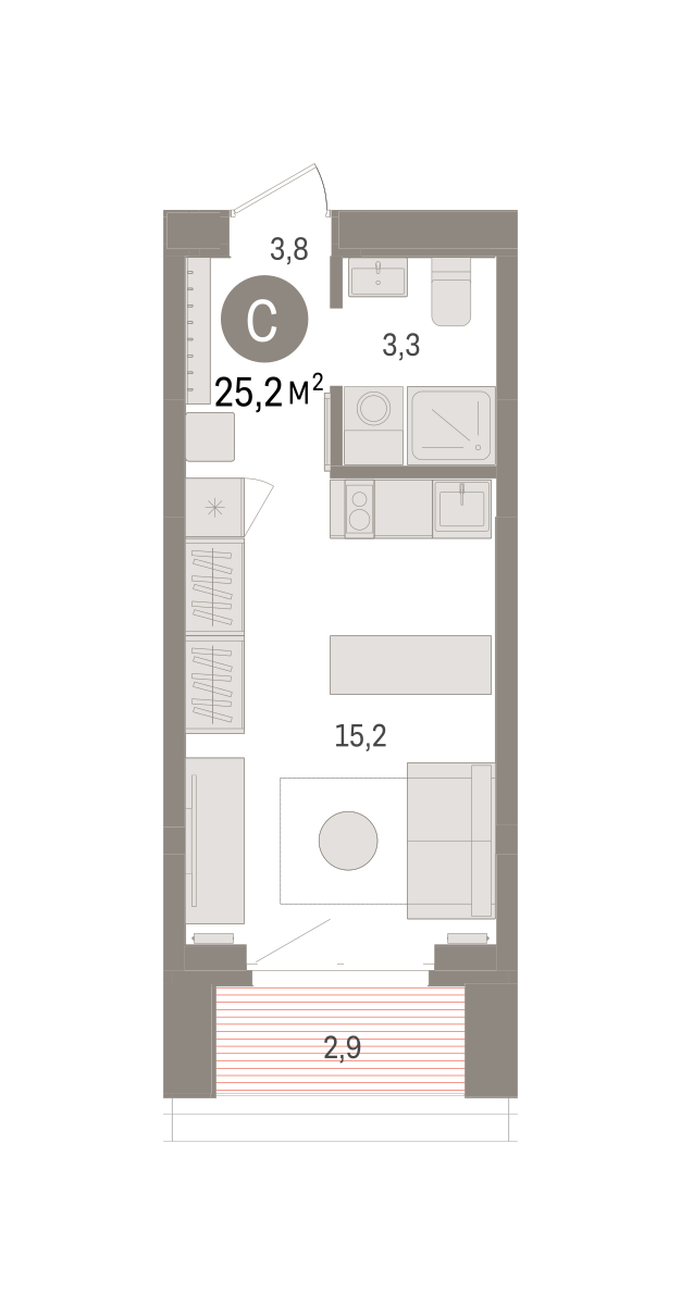 Студия 25 м2 в ЖК Кварталы «На Минской» корпус null этаж 11