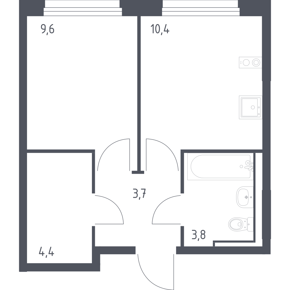 1-комнатная 31 м2 в ЖК Молжаниново корпус null этаж 3