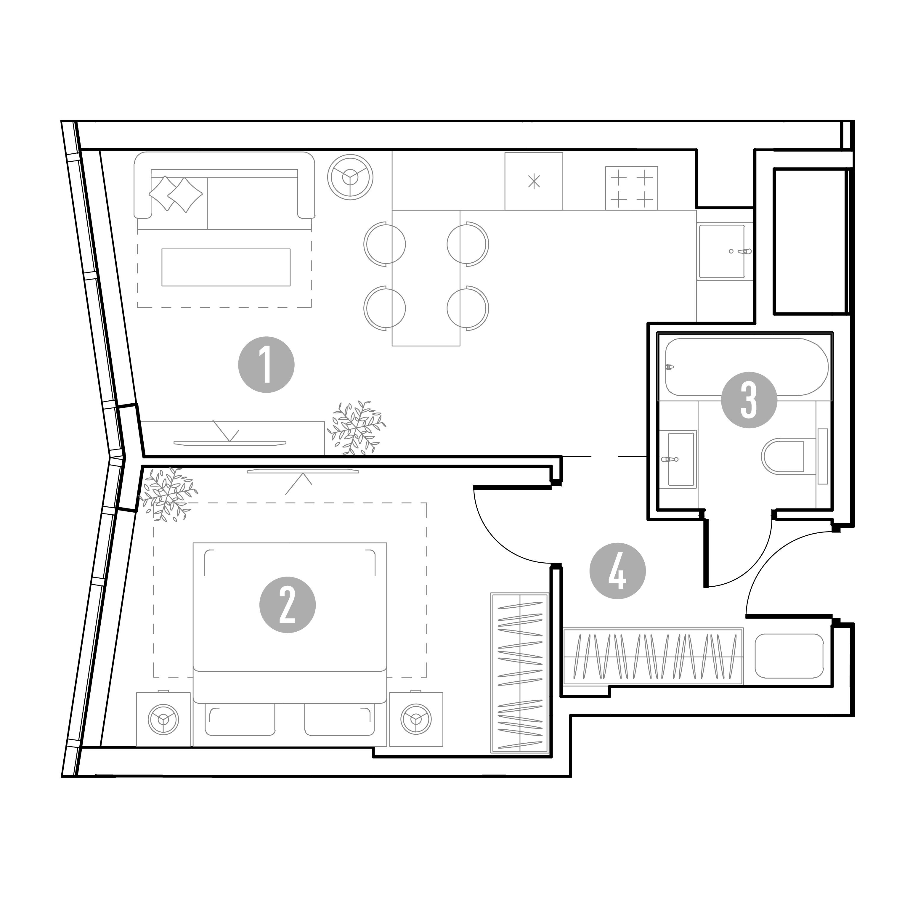 1-комнатная 40 м2 в ЖК UNO.Горбунова корпус null этаж 4