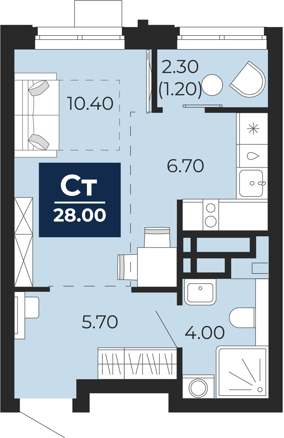 Студия 26 м2 в ЖК Айвазовский корпус null этаж 14
