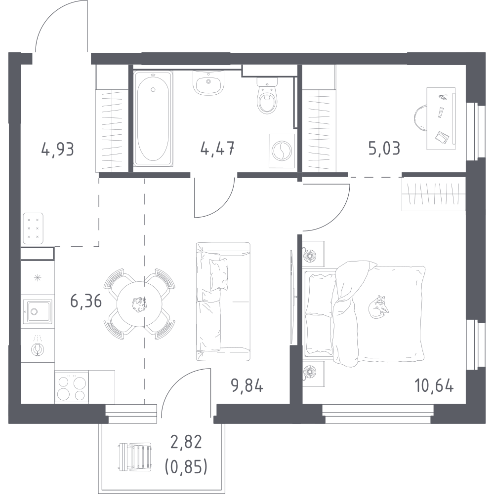 Студия 42 м2 в ЖК Донские Легенды корпус null этаж 10