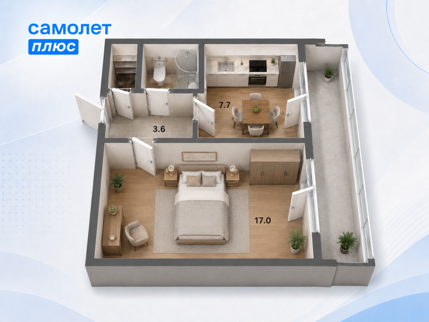 1-комнатная 33.2 м2 в ЖК undefined корпус null этаж 5