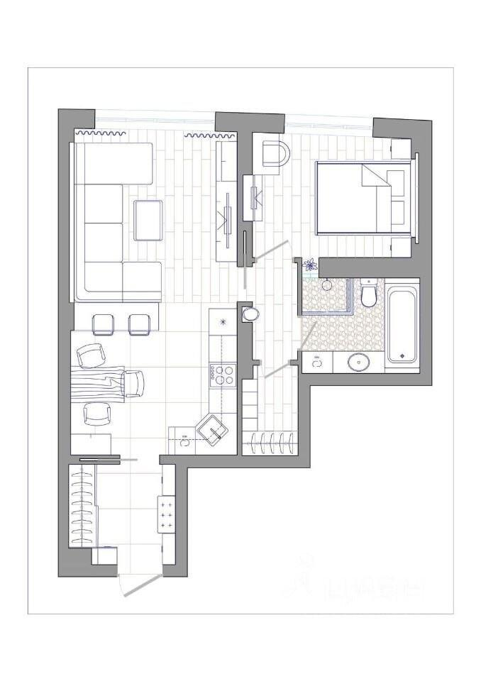 2-комнатная 55 м2 в ЖК undefined корпус null этаж 15