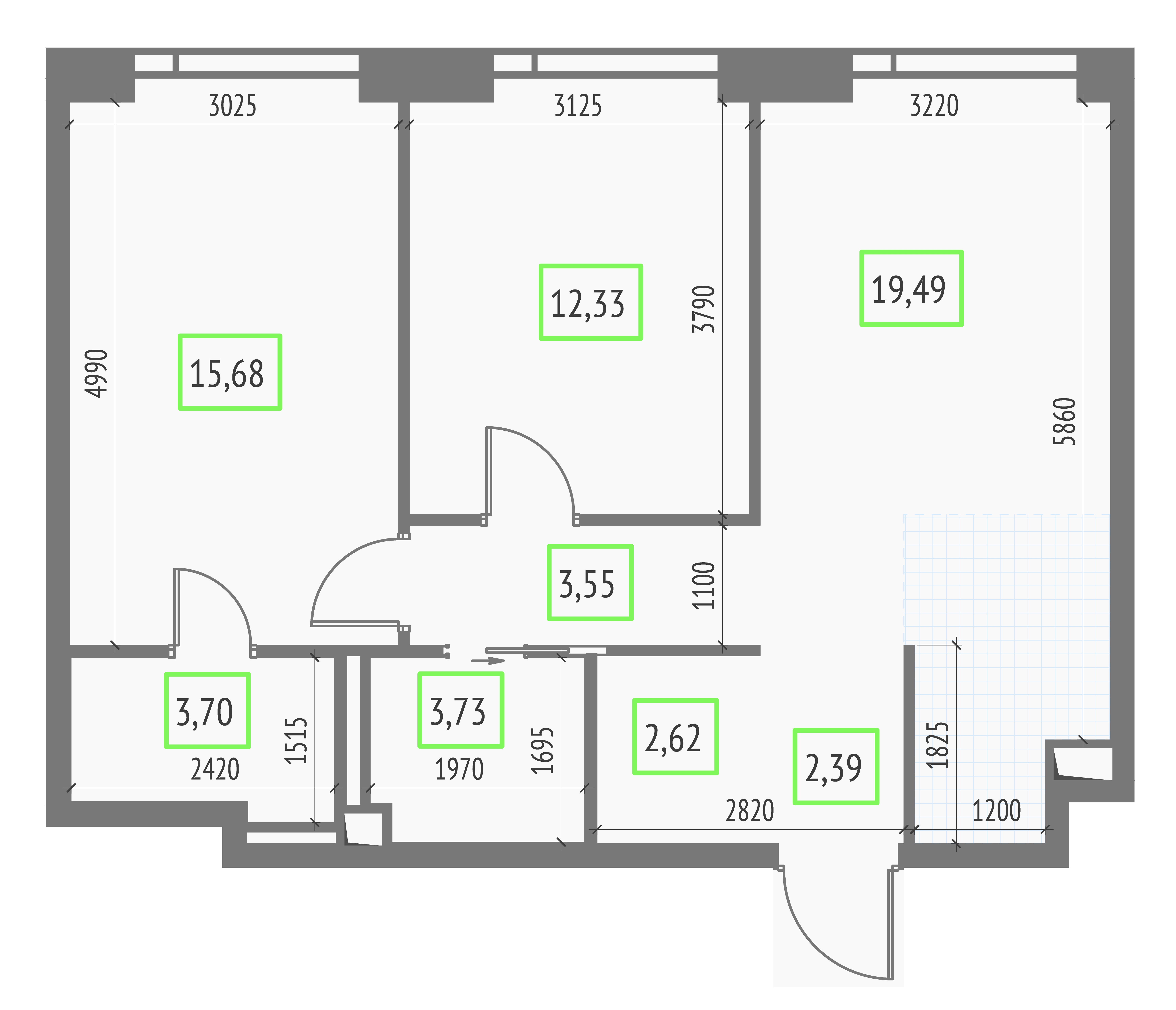 2-комнатная 63 м2 в ЖК Upside Towers корпус null этаж 14
