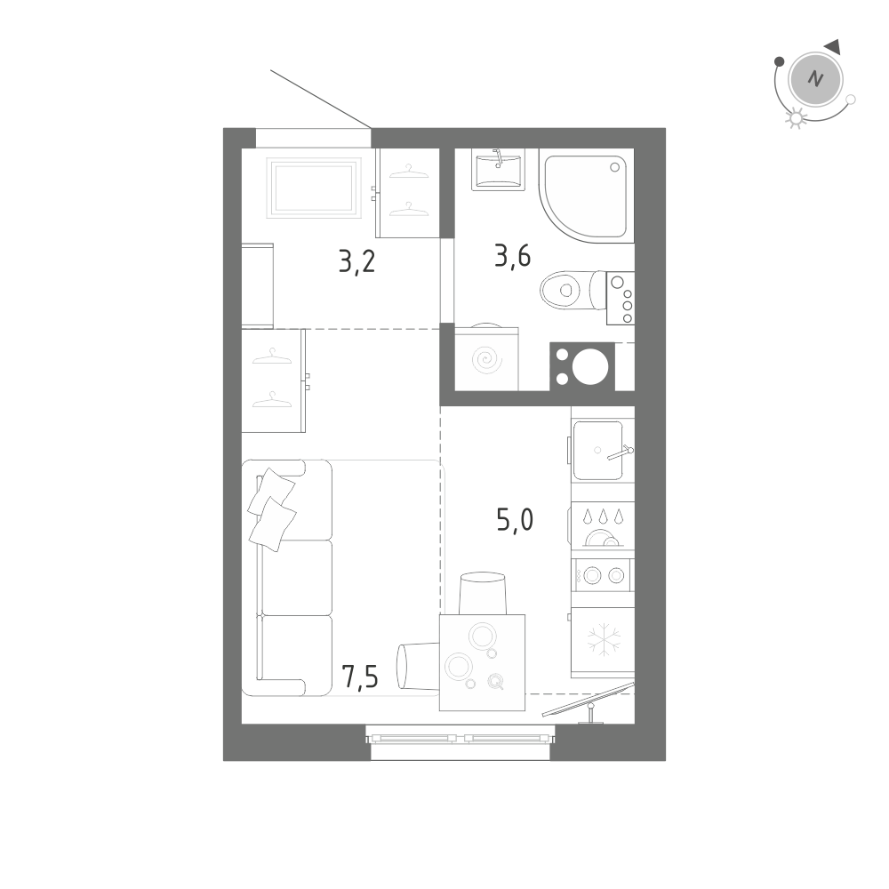 Студия 19 м2 в ЖК Клюква.Парк корпус null этаж 3