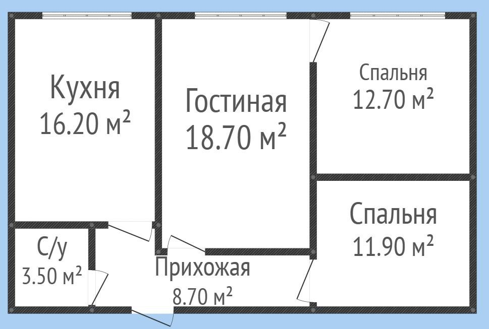 3-комнатная 72 м2 в ЖК undefined корпус null этаж 3