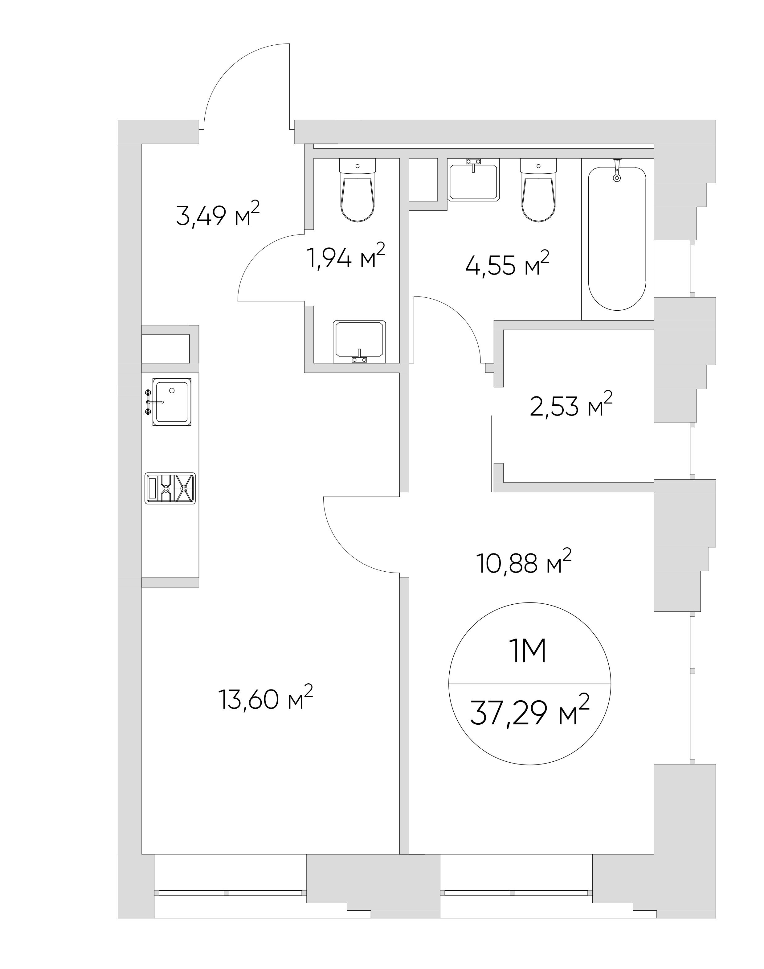 1-комнатная 37 м2 в ЖК N`ICE LOFT корпус null этаж 21