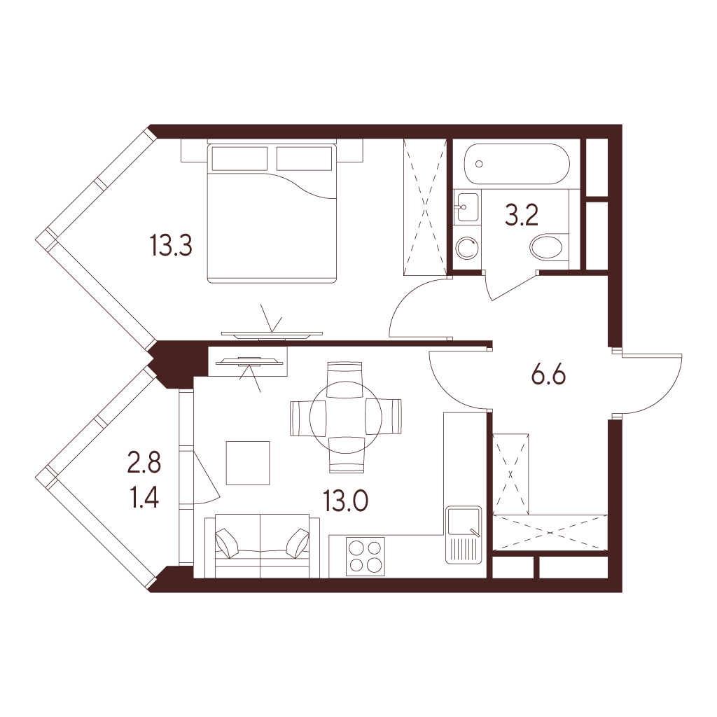 Студия 37 м2 в ЖК Инди Тауэрз от Аквилон корпус null этаж 25