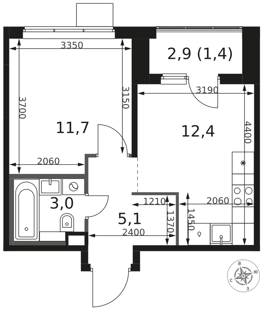 1-комнатная 33 м2 в ЖК 1-й Химкинский корпус null этаж 15