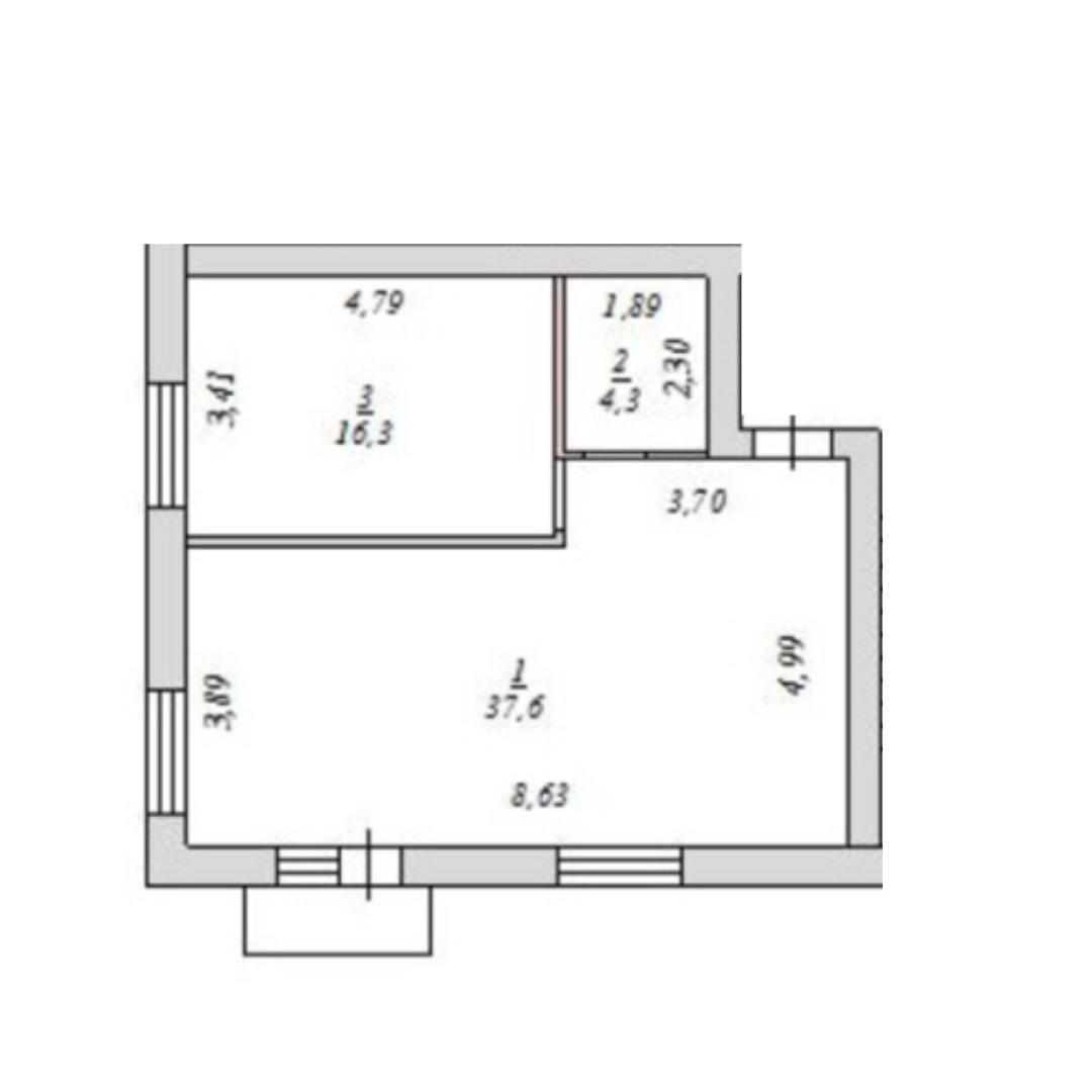 2-комнатная 58.1 м2 в ЖК undefined корпус null этаж 2