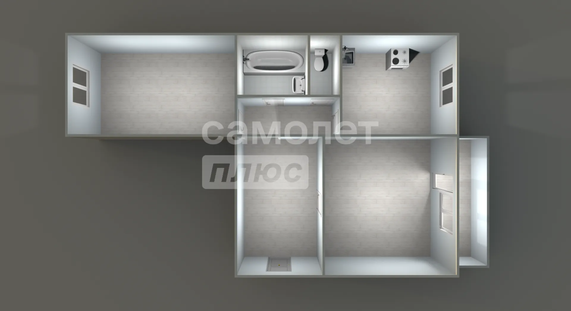 2-комнатная 54.5 м2 в ЖК undefined корпус null этаж 2