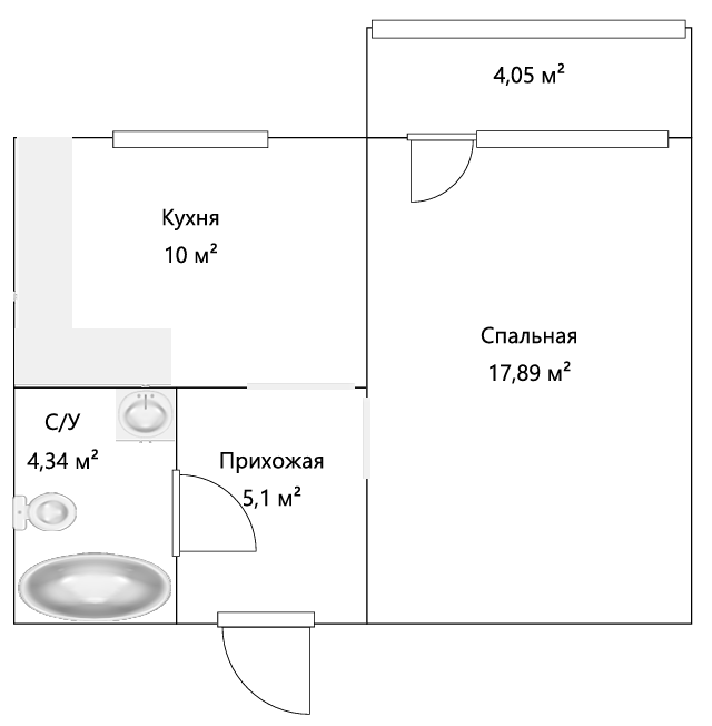 1-комнатная 36.6 м2 в ЖК undefined корпус null этаж 8
