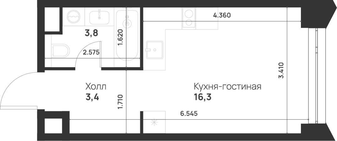 Студия 23 м2 в ЖК ВОЙС корпус null этаж 23