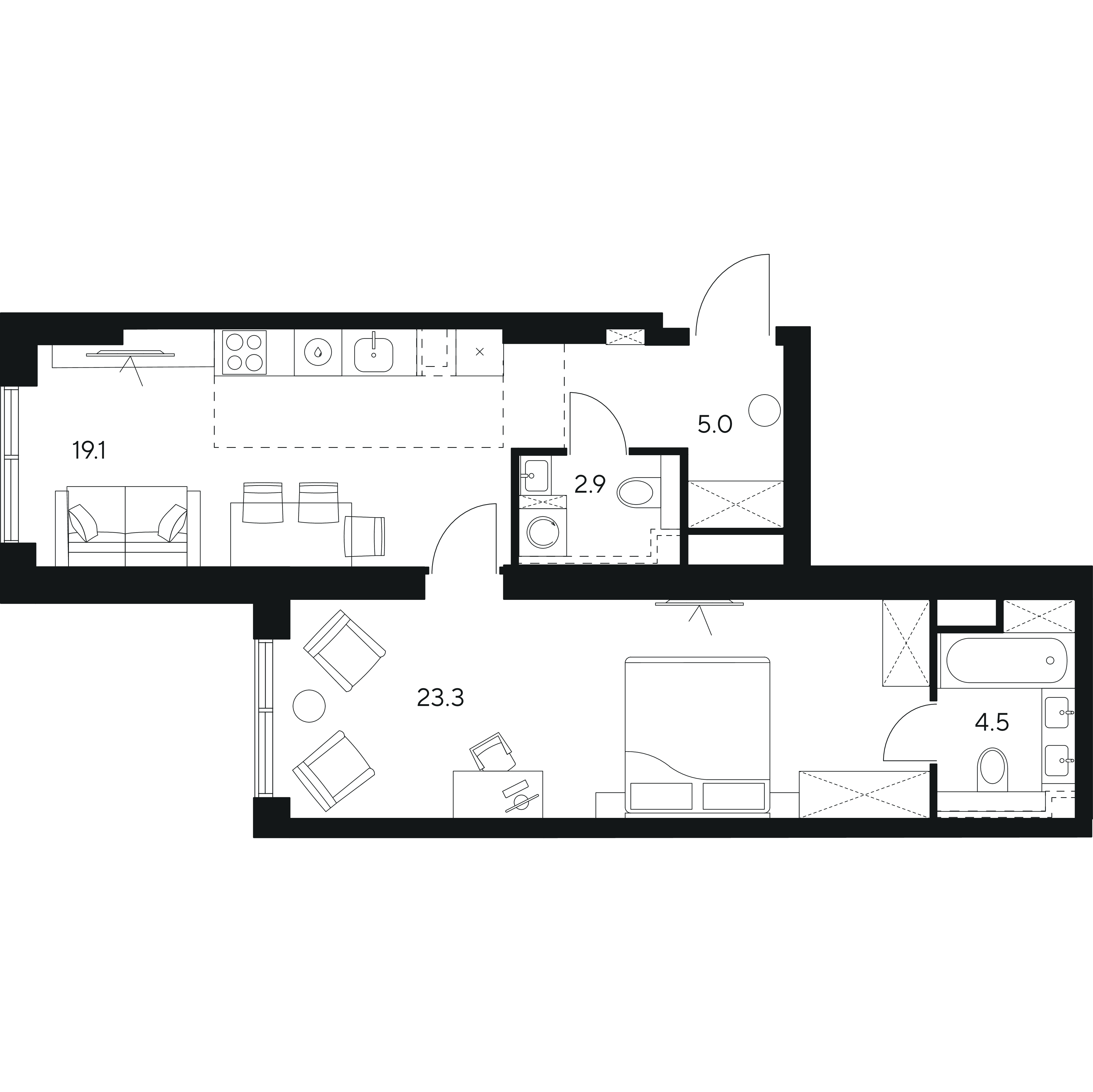 Студия 54 м2 в ЖК NEXUS by Akvilon корпус null этаж 15