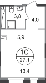 Студия 27 м2 в ЖК Первый Московский корпус null этаж 10