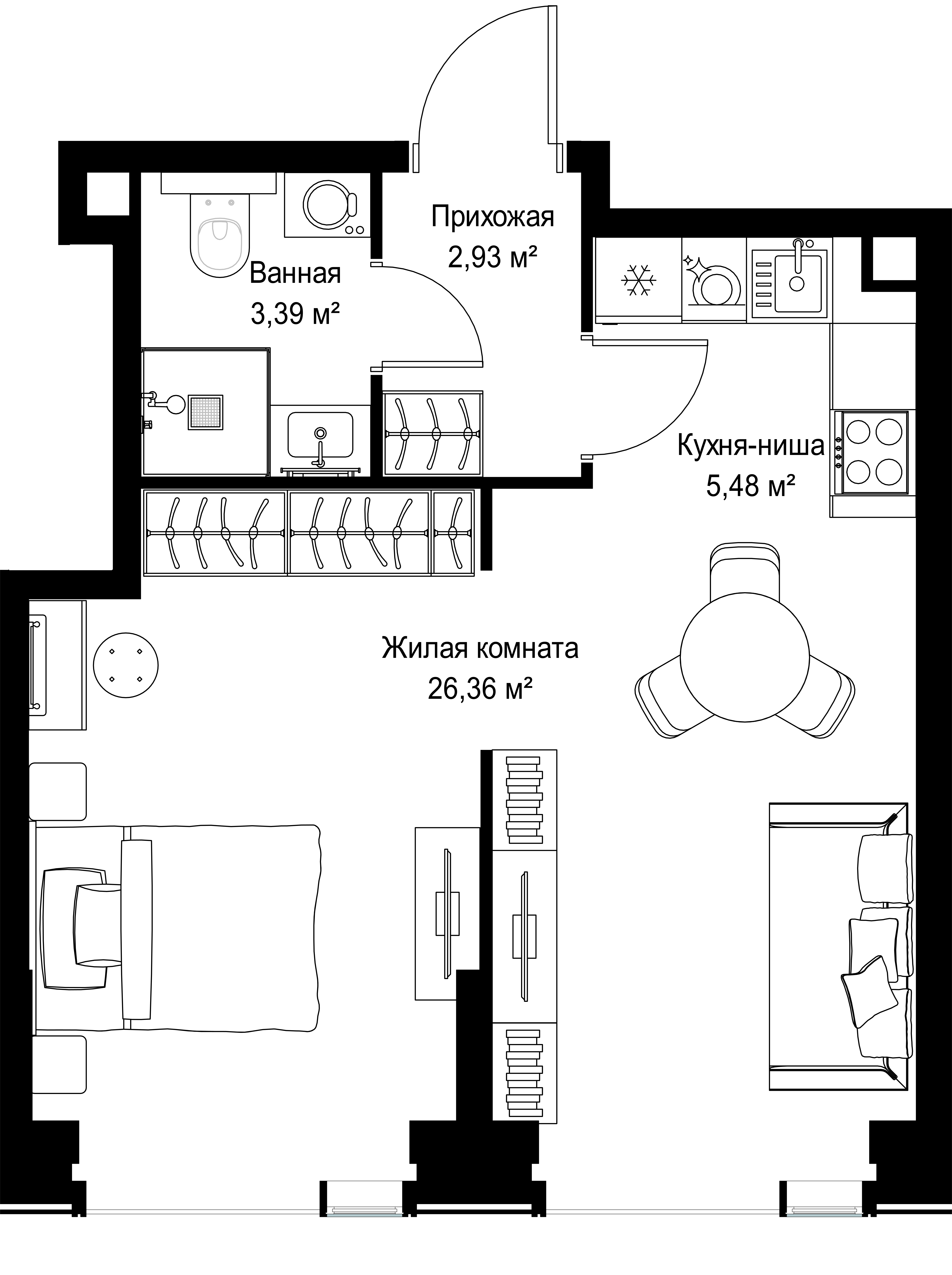 1-комнатная 38 м2 в ЖК СИТИДЗЕН корпус null этаж 12
