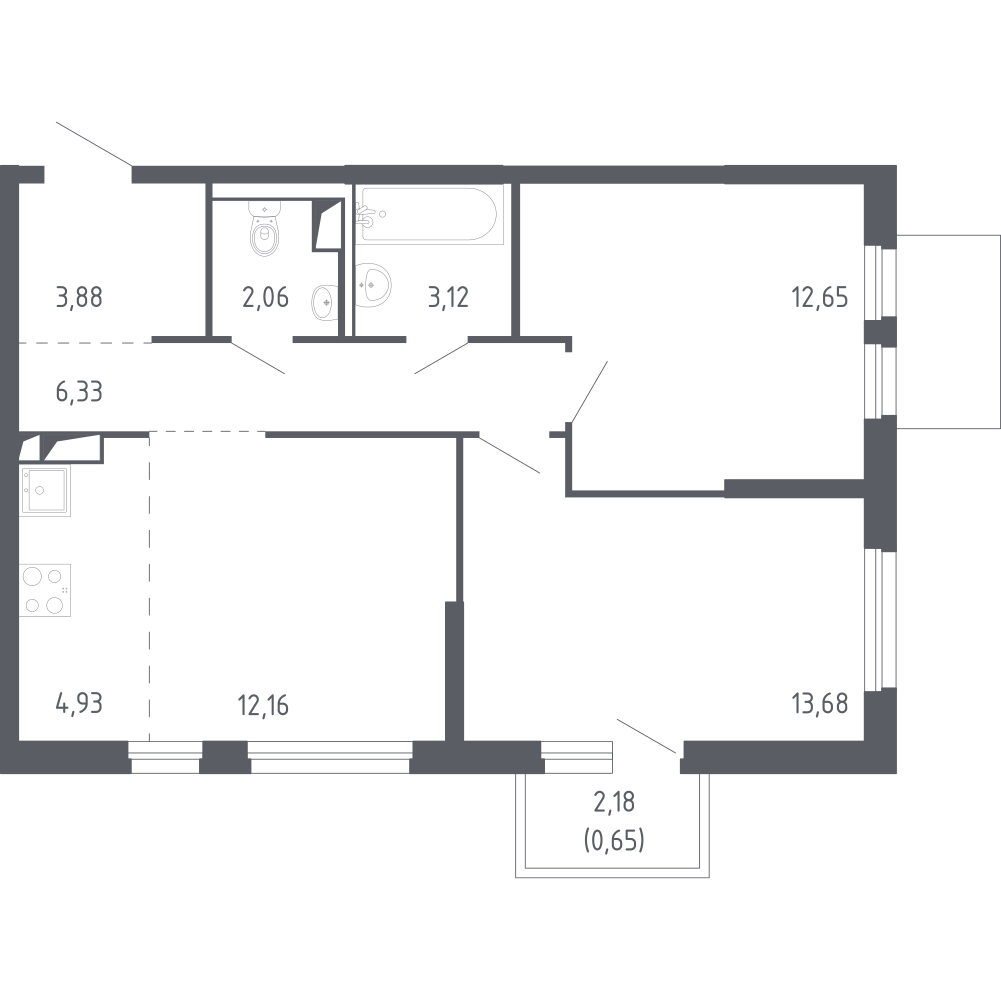 Студия 58 м2 в ЖК Чаркова 72 корпус null этаж 5