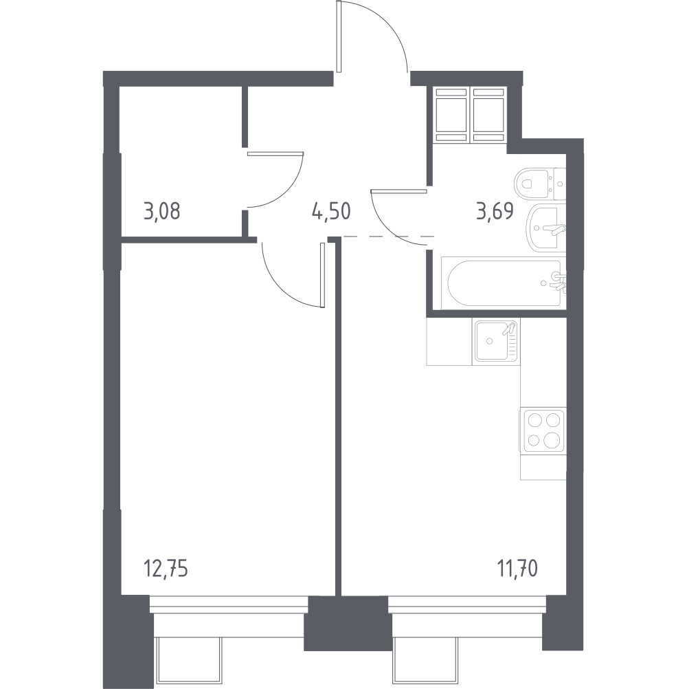 1-комнатная 35 м2 в ЖК Тропарево Парк корпус null этаж 17
