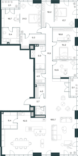 6-комнатная 276 м2 в ЖК Shift корпус null этаж 18