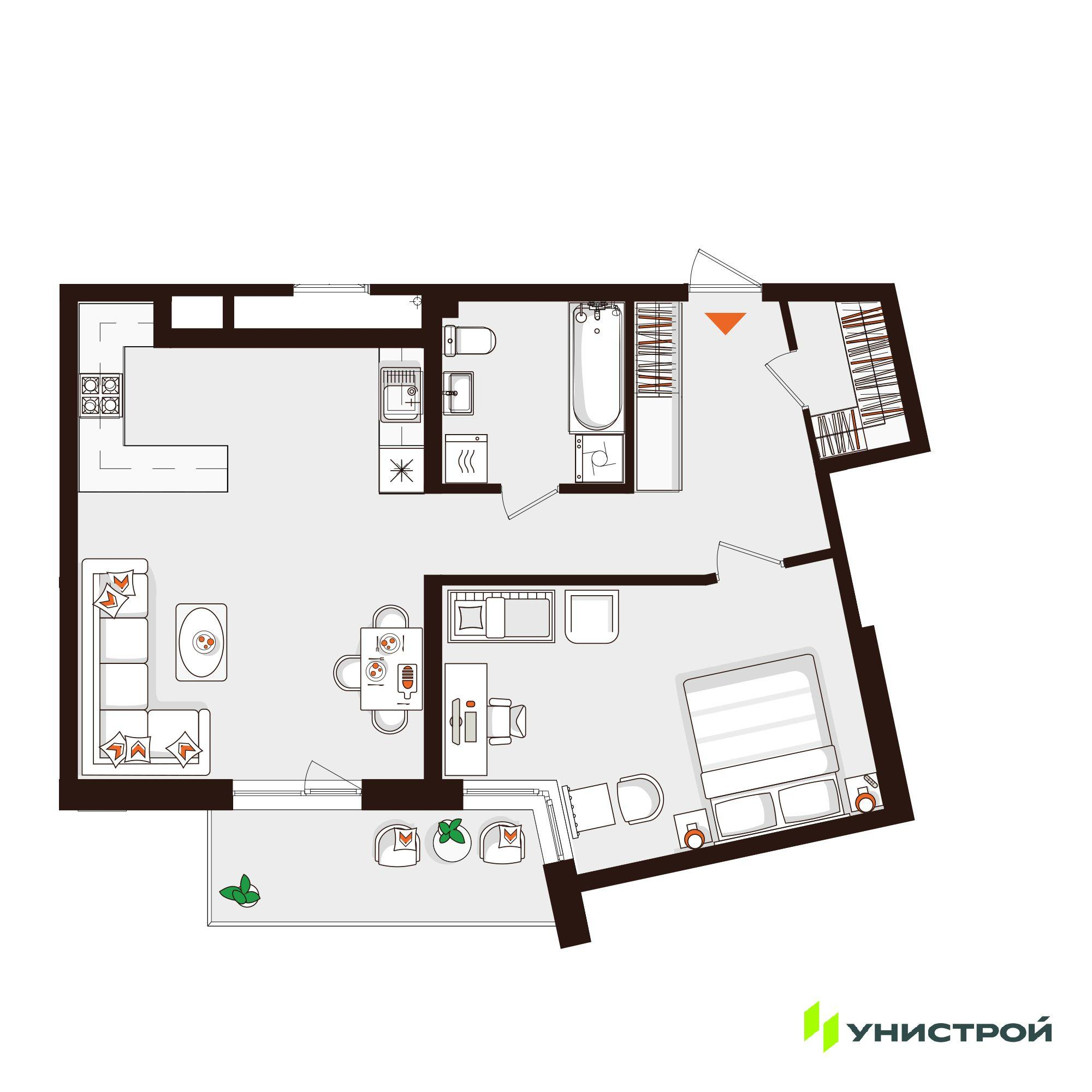 1-комнатная 63 м2 в ЖК Лисино корпус null этаж 1