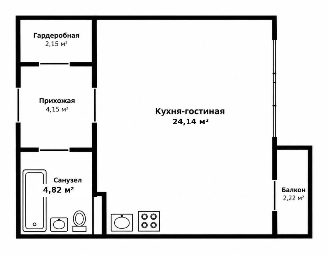Студия 35.7 м2 в ЖК undefined корпус null этаж 13