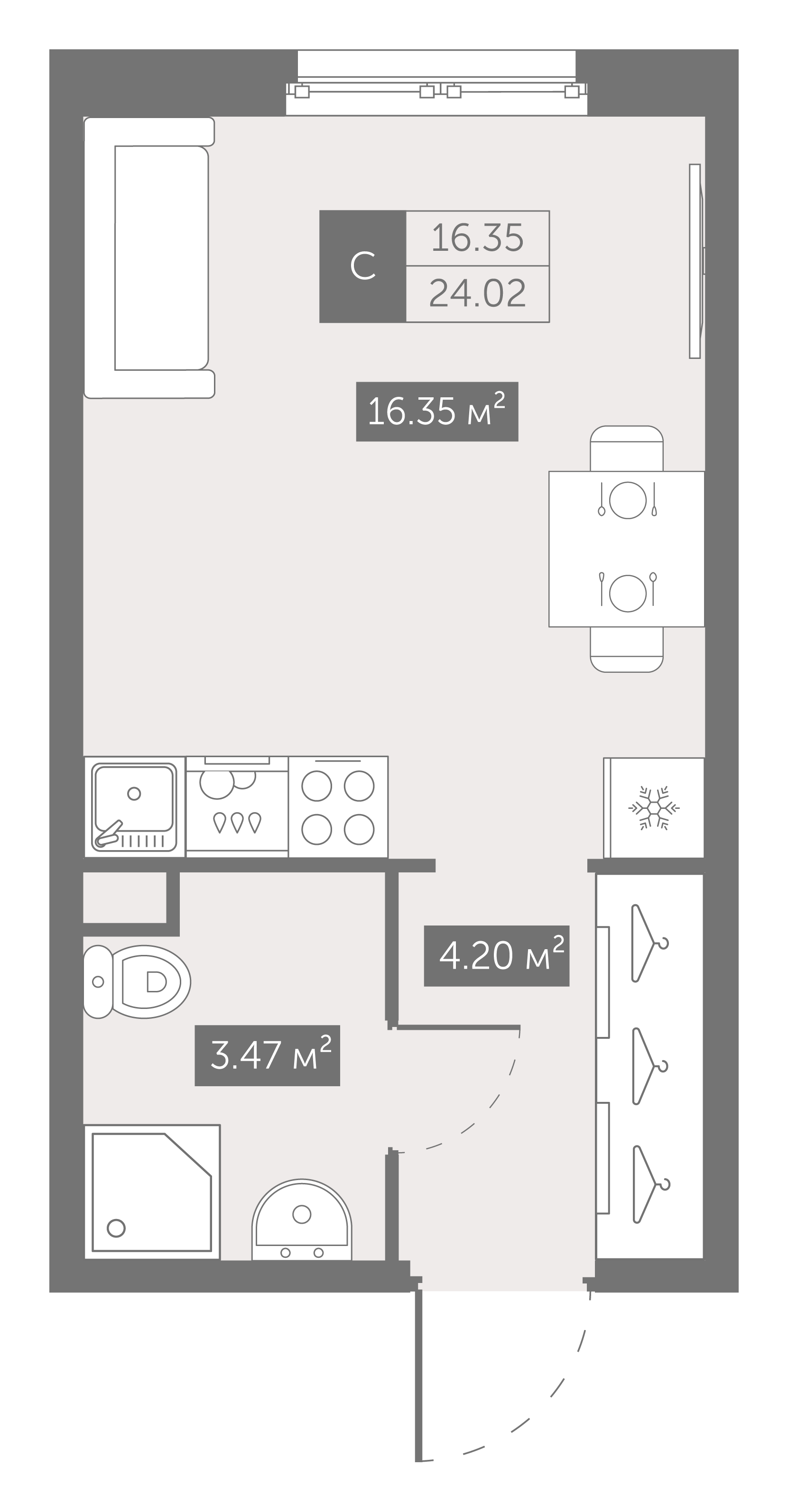 Студия 24 м2 в ЖК Зум на Неве корпус null этаж 14