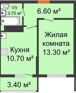 1-комнатная 35 м2 в ЖК undefined корпус null этаж 9