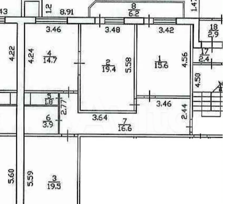 3-комнатная 93 м2 в ЖК undefined корпус null этаж 1