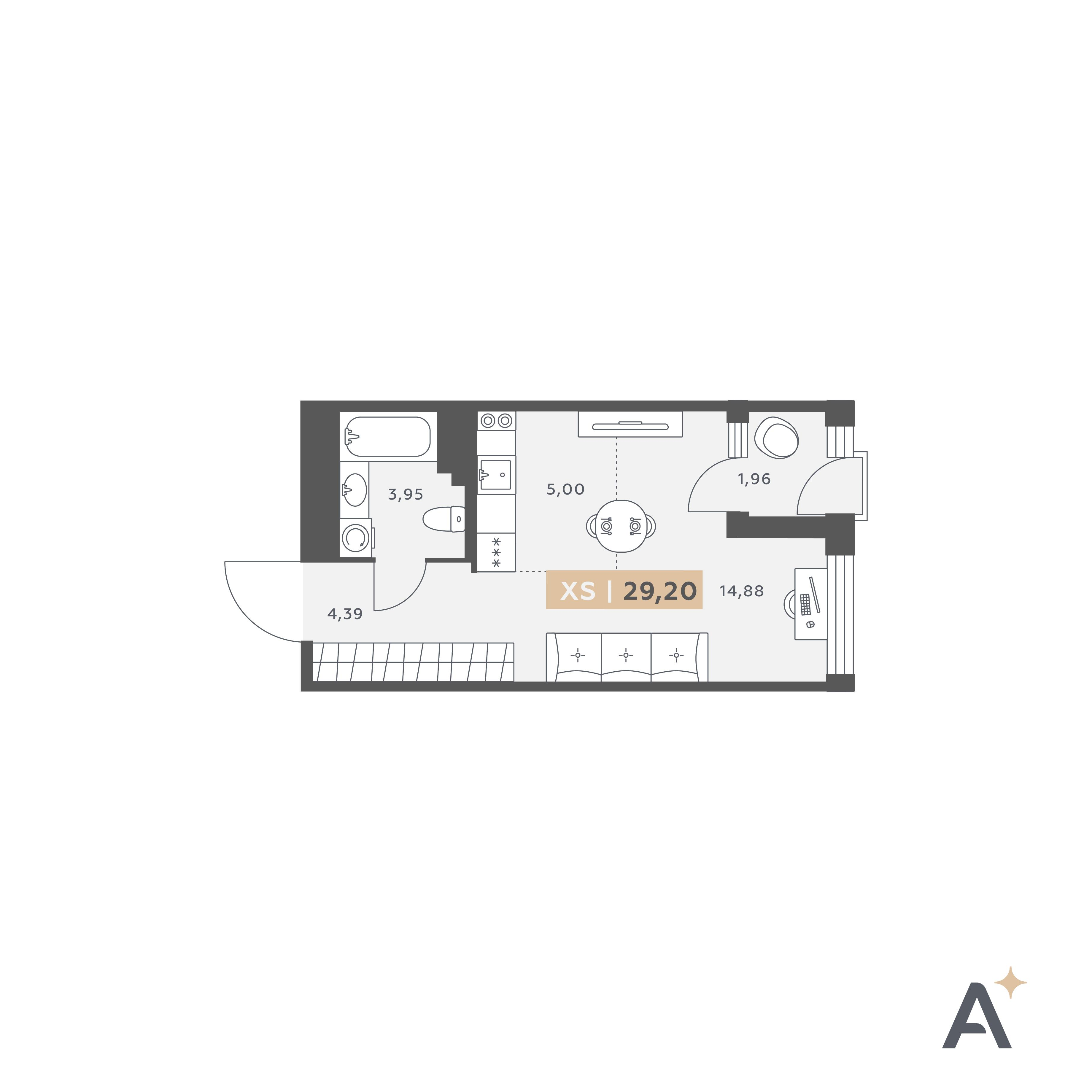 Студия 29 м2 в ЖК ORO by Akvilon корпус null этаж 7