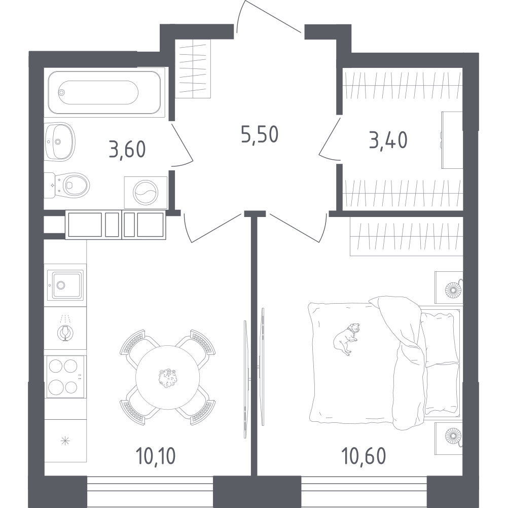 1-комнатная 33 м2 в ЖК Ольховый Квартал корпус null этаж 13