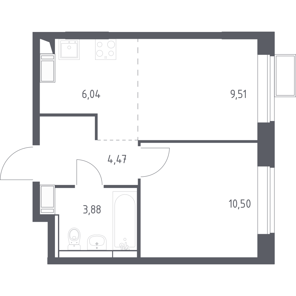 Студия 33 м2 в ЖК Алхимово корпус null этаж 5