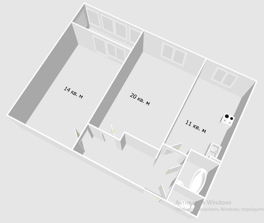 2-комнатная 55 м2 в ЖК undefined корпус null этаж 7