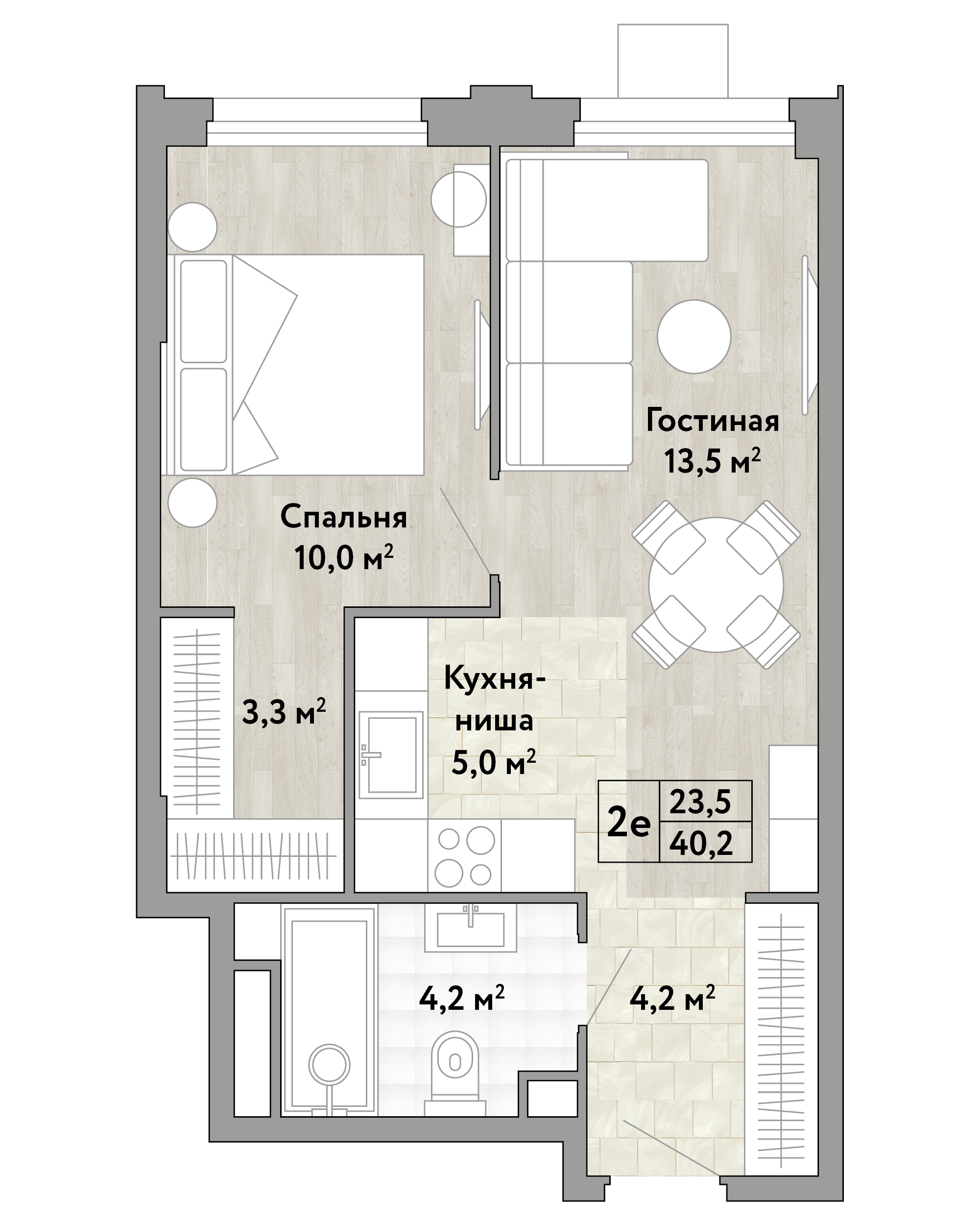 1-комнатная 40 м2 в ЖК Новые Смыслы корпус null этаж 16