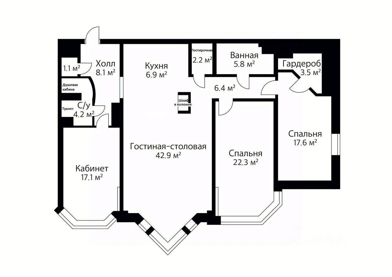 4-комнатная 138 м2 в ЖК undefined корпус null этаж 15