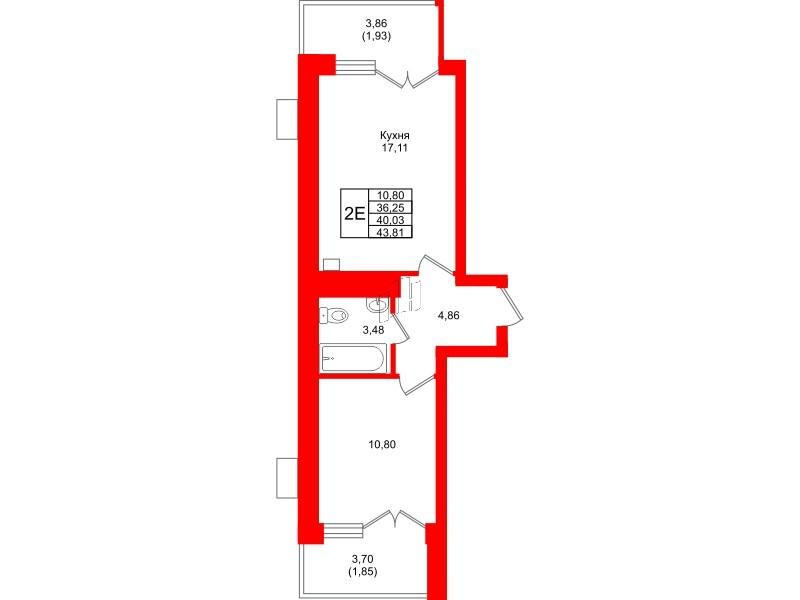 1-комнатная 40 м2 в ЖК Lake City-9 корпус null этаж 5