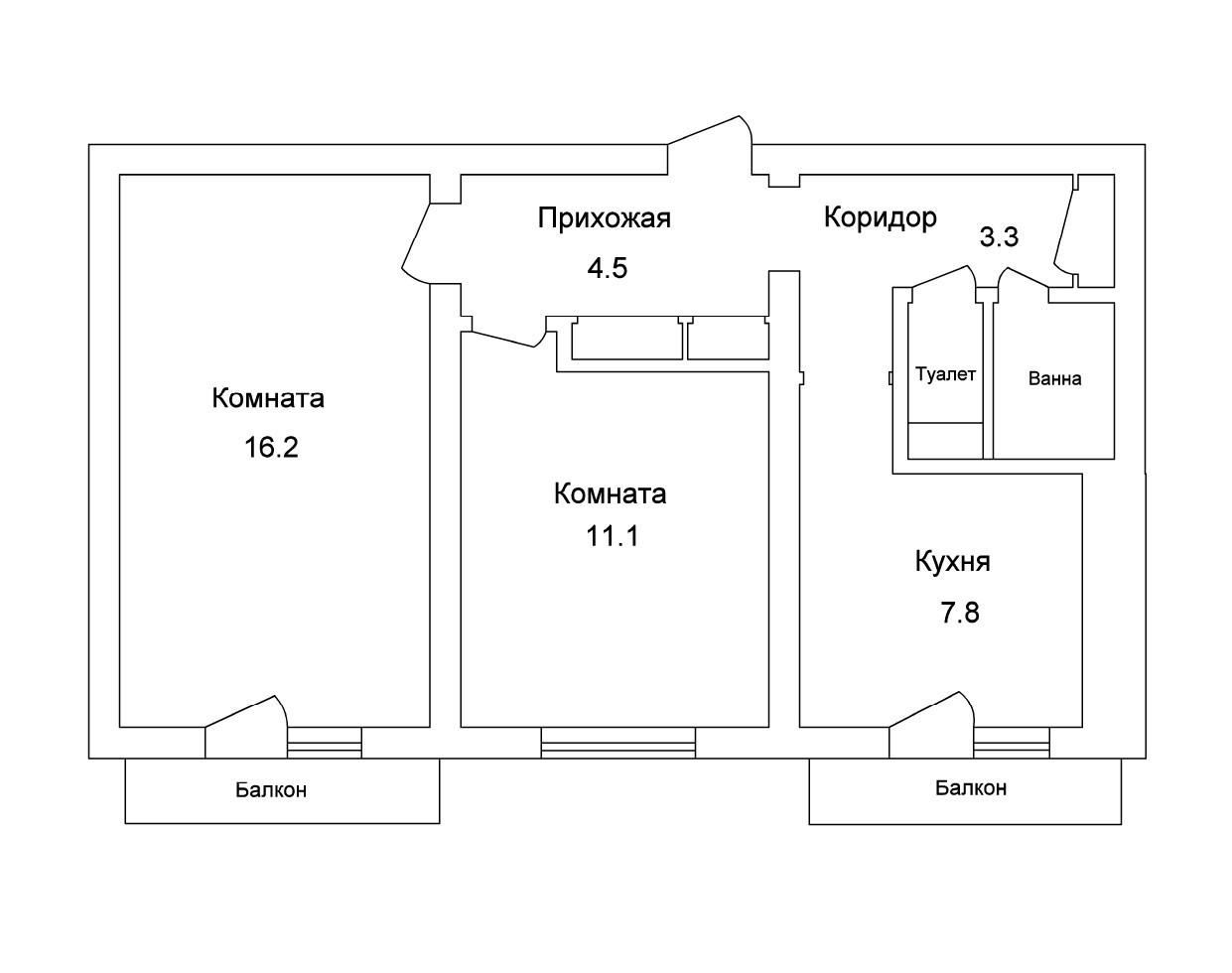 2-комнатная 47.5 м2 в ЖК undefined корпус null этаж 4