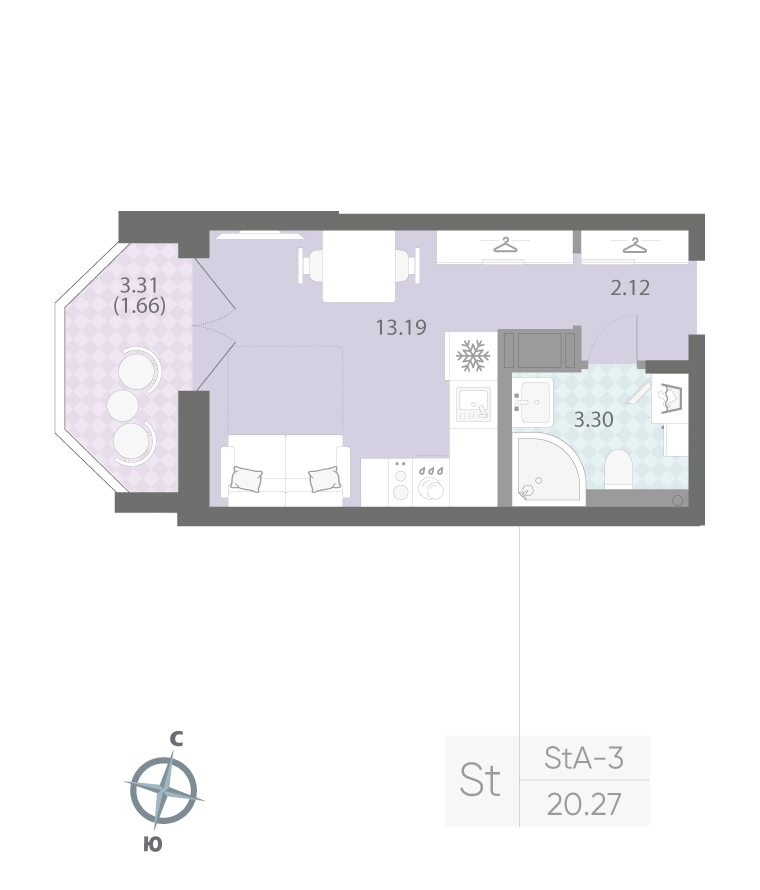 Студия 20 м2 в ЖК Цивилизация на Неве корпус null этаж 8