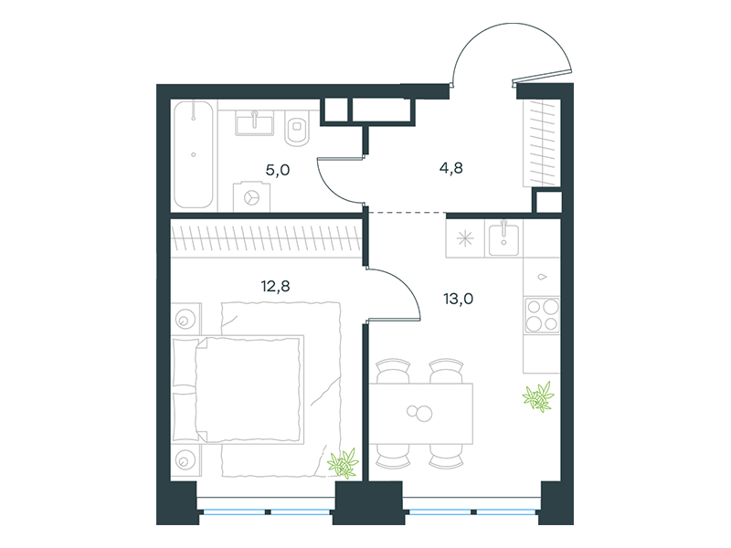 1-комнатная 35 м2 в ЖК Level Звенигородская корпус null этаж 9