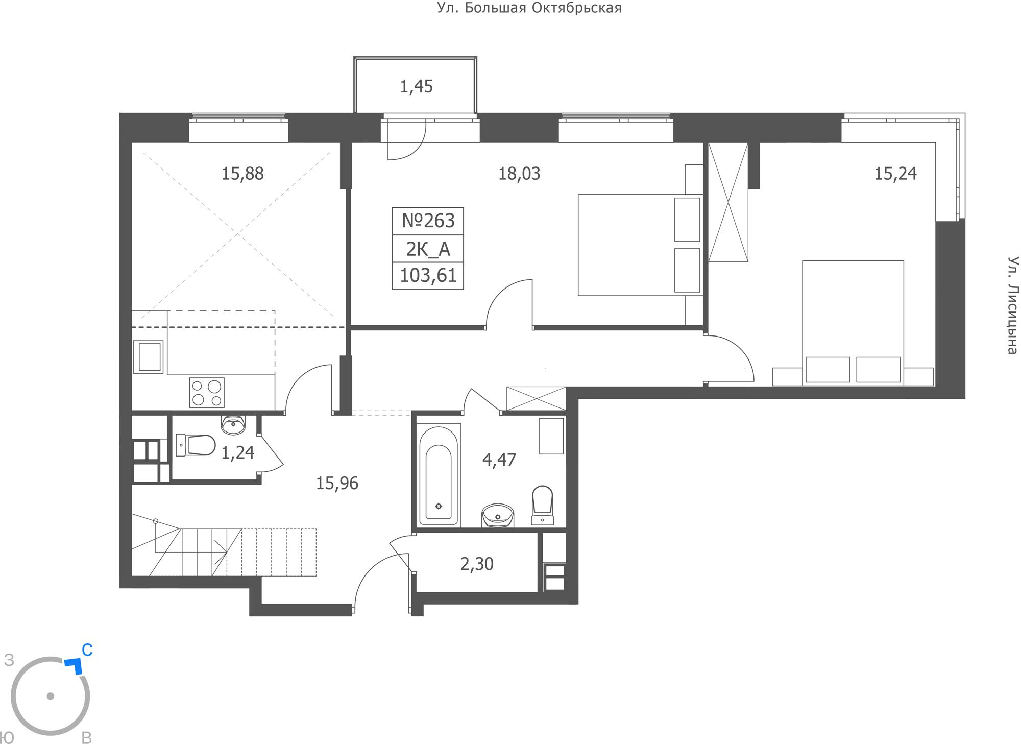 3-комнатная 103 м2 в ЖК ЭРА корпус null этаж 11