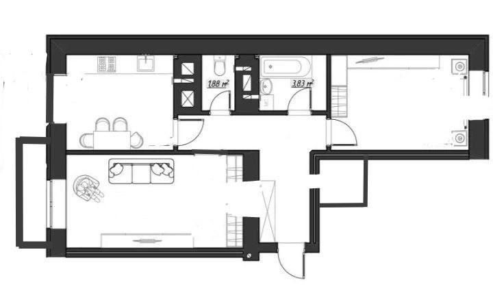 2-комнатная 67.1 м2 в ЖК undefined корпус null этаж 10