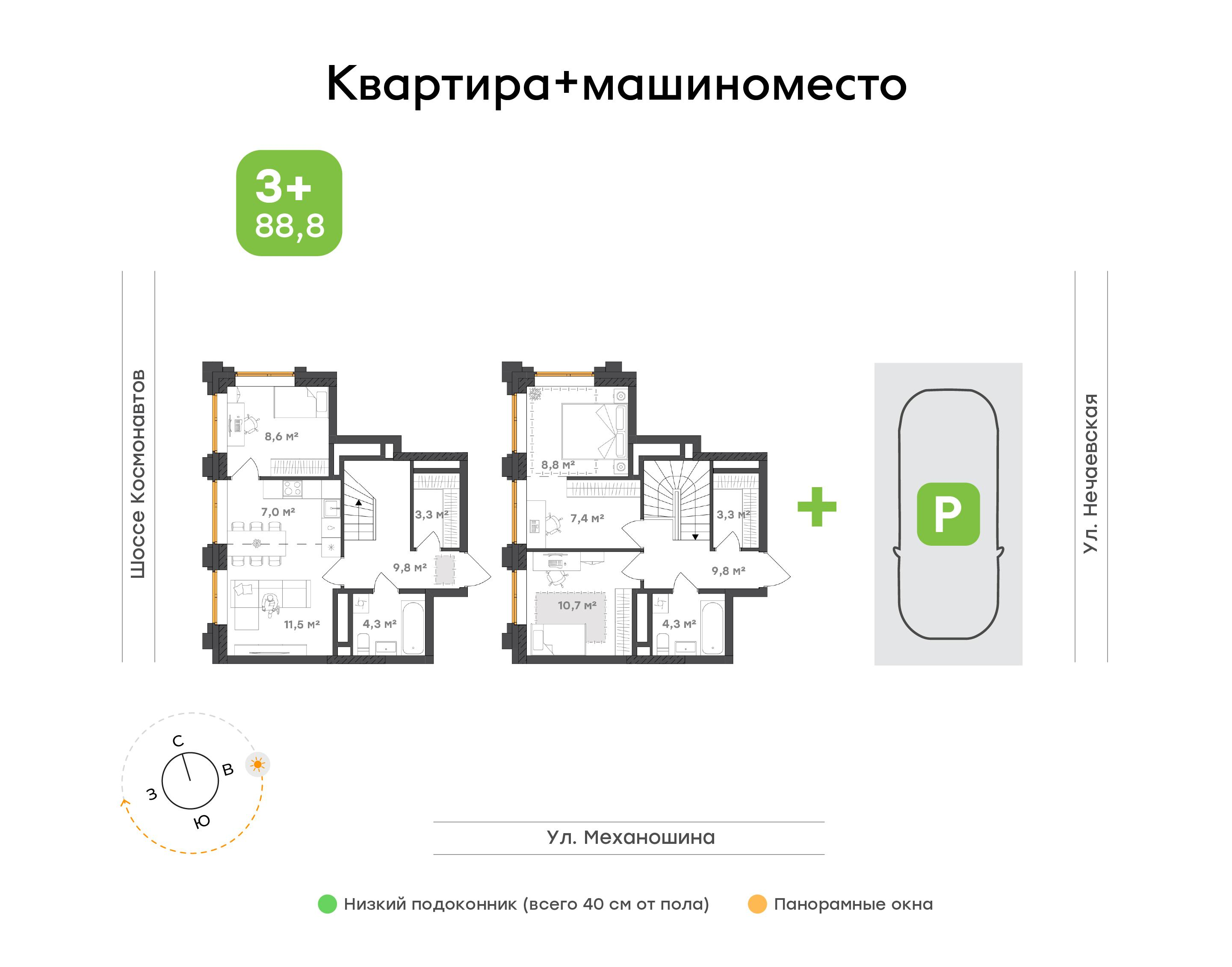 3-комнатная 88 м2 в ЖК Городские кварталы Талан корпус null этаж 27