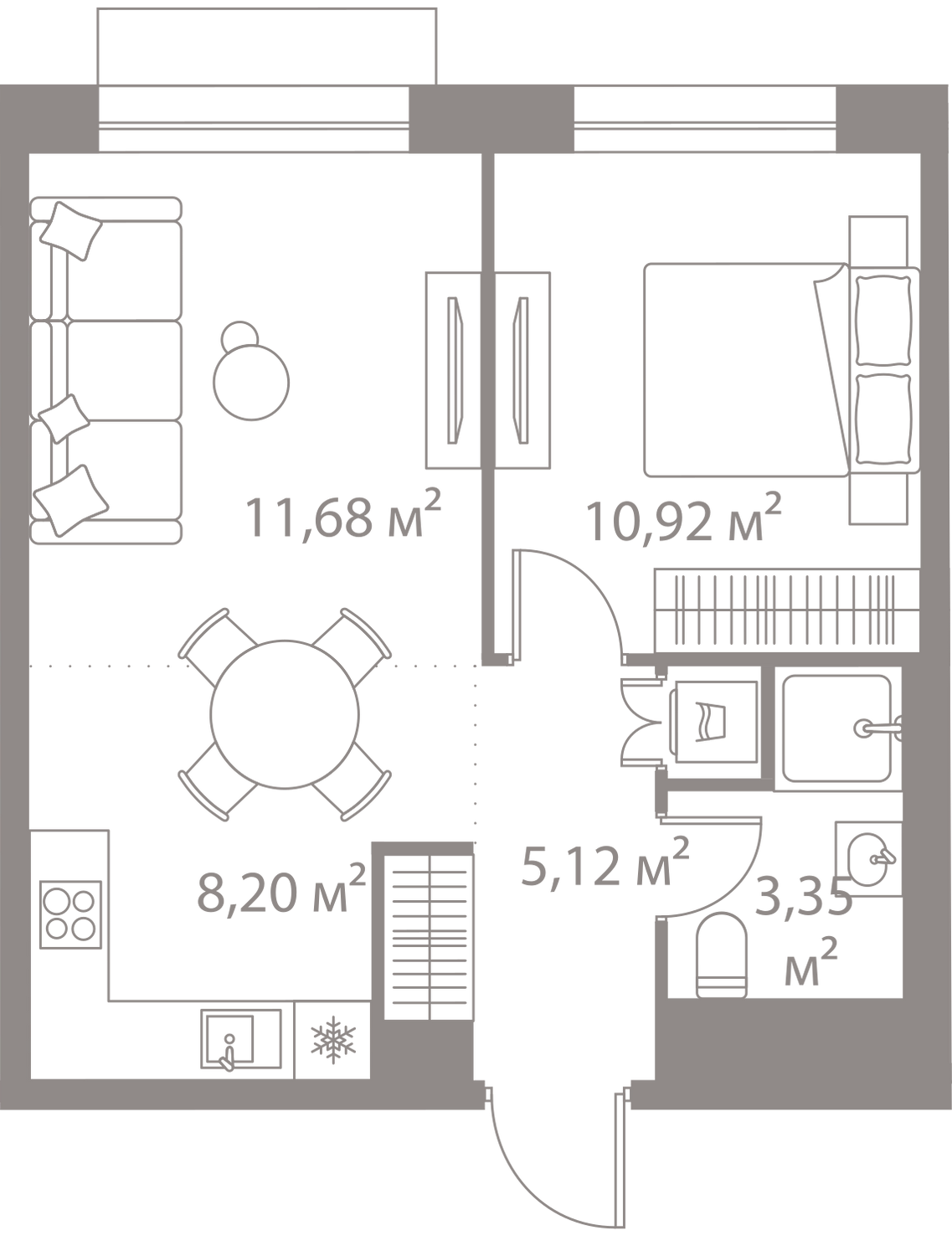1-комнатная 39 м2 в ЖК Life-Варшавская корпус null этаж 4