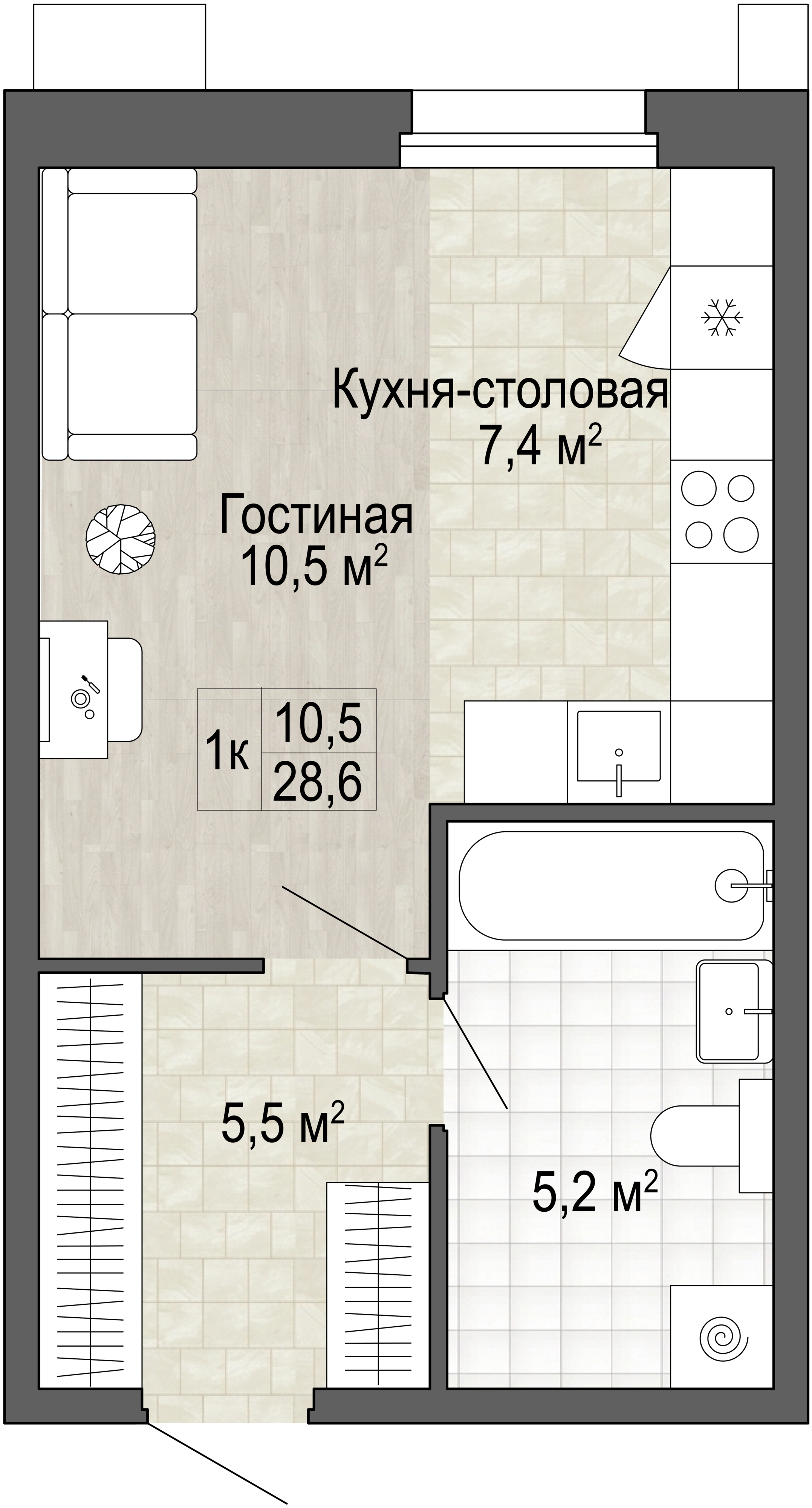 Студия 28 м2 в ЖК Green 2 корпус null этаж 24
