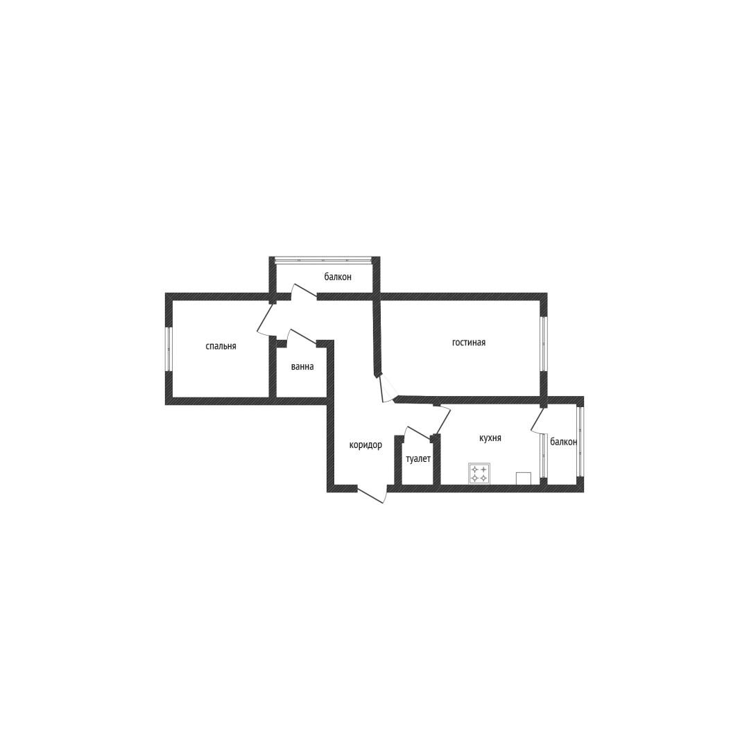 2-комнатная 58 м2 в ЖК undefined корпус null этаж 2