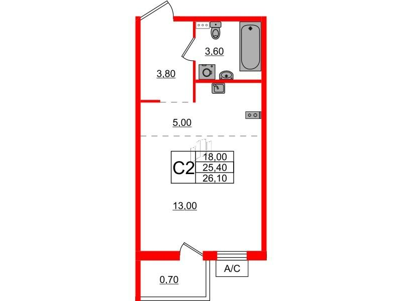 Студия 26 м2 в ЖК Braun hause family корпус null этаж 5